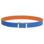 ceinture réversible en cuir bleu et orange