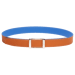 ceinture réversible en cuir bleu et orange