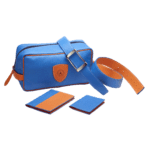 ensemble maroquinerie bleu et orange